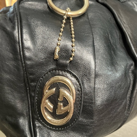 Authentic GUCCI GG Sukey Shoulder HandBag Guccissima Leather Black -PreOwned - Picture 11 of 16